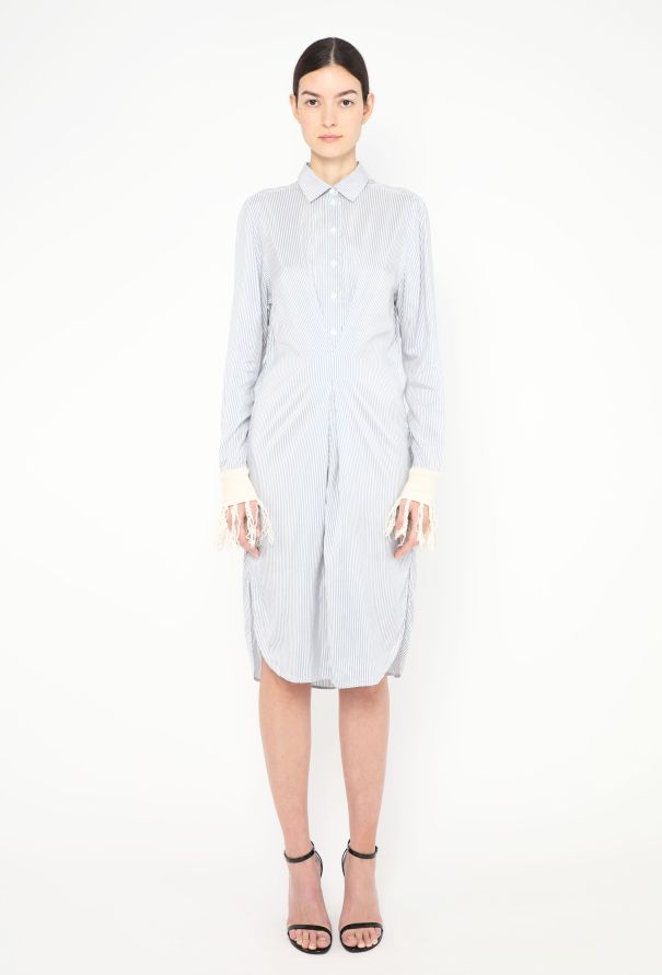Loewe Fringed Cuff Silk Shirt Dress - 3 Loewe Fringed Cuff Silk Shirt Dress - 3