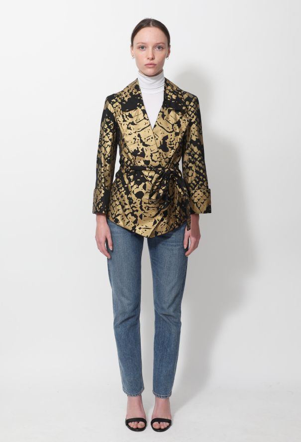 Saint Laurent Metallic Graphic Belted Jacket - 3