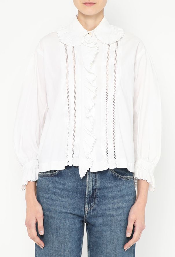 Antique 1920s Eyelet Cotton Blouse - 1