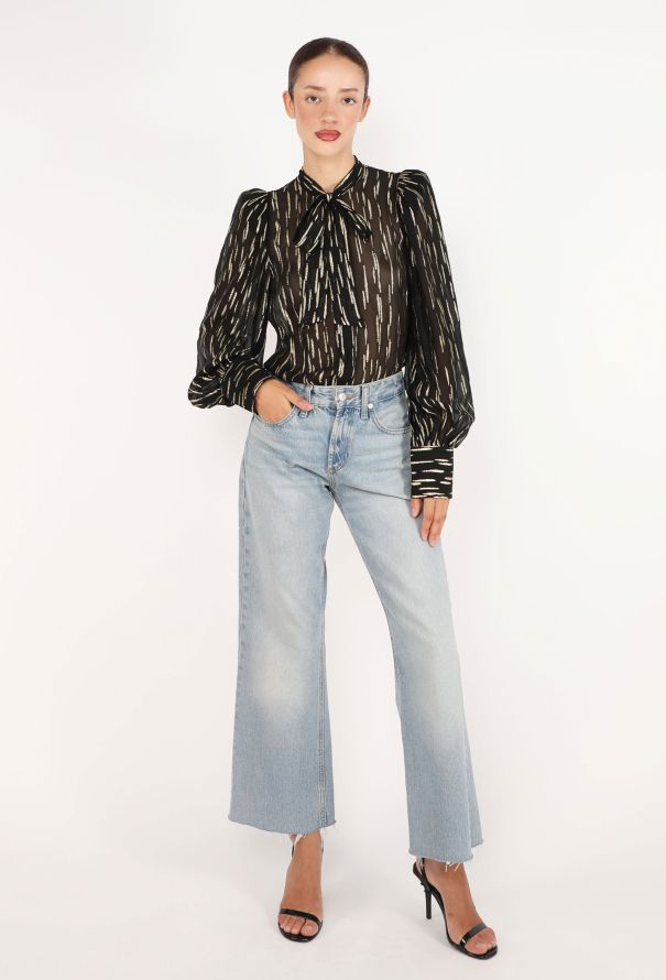 Givenchy Metallic Striped Lavalliere Blouse - 3