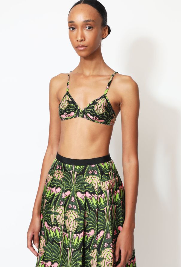 Prada 2003 Tropical Intarsia Silk Skirt Set - 1