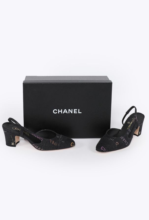 Chanel 2022 Denim Logo Slingbacks - 5