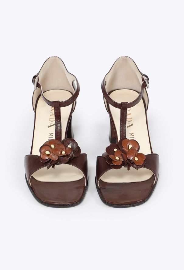 Prada 1997 Floral Appliqué Sandals - 3