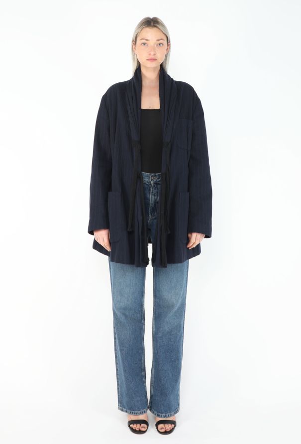 Romeo Gigli 1990 Pinstripe Padded Kimono Jacket - 4