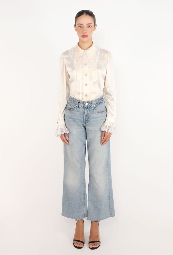 Valentino Vintage Pleated Lace Collar Blouse - 3