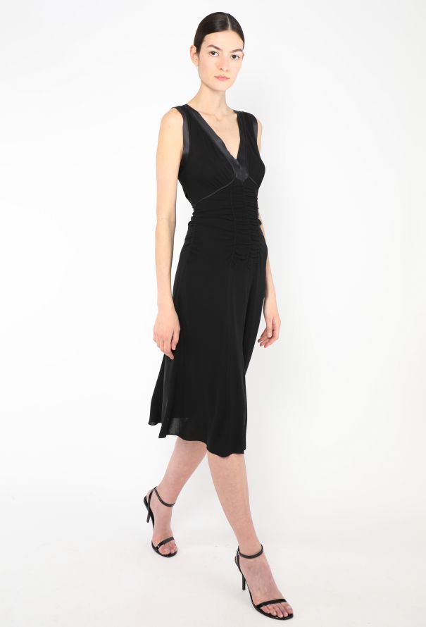 Prada Early 2000s Ruched Satin Trim Dress - 3