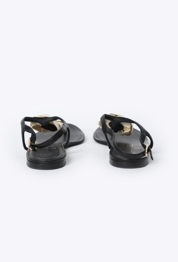 Chanel Camélia T-Strap Leather Sandals - 4