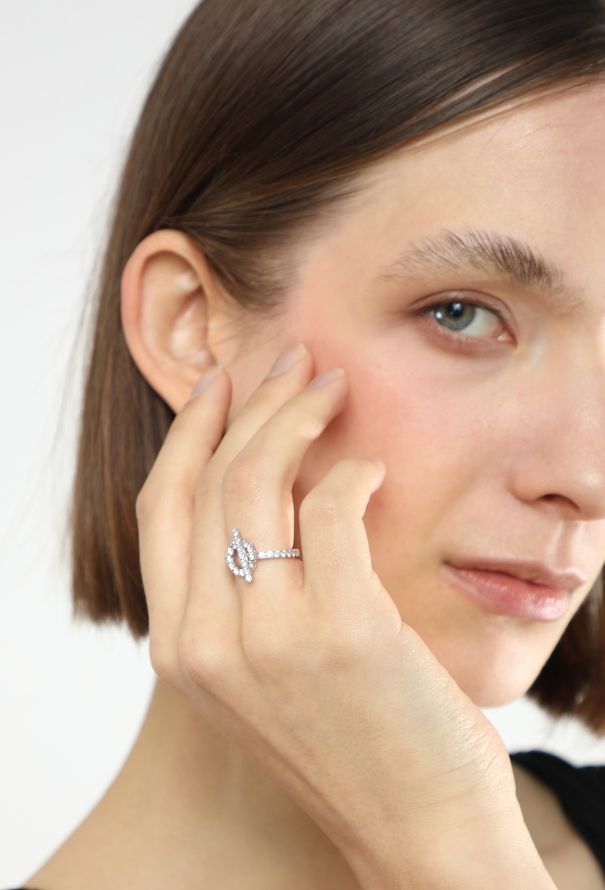 Hermès 18K White Gold & Diamond Finesse Ring - 6