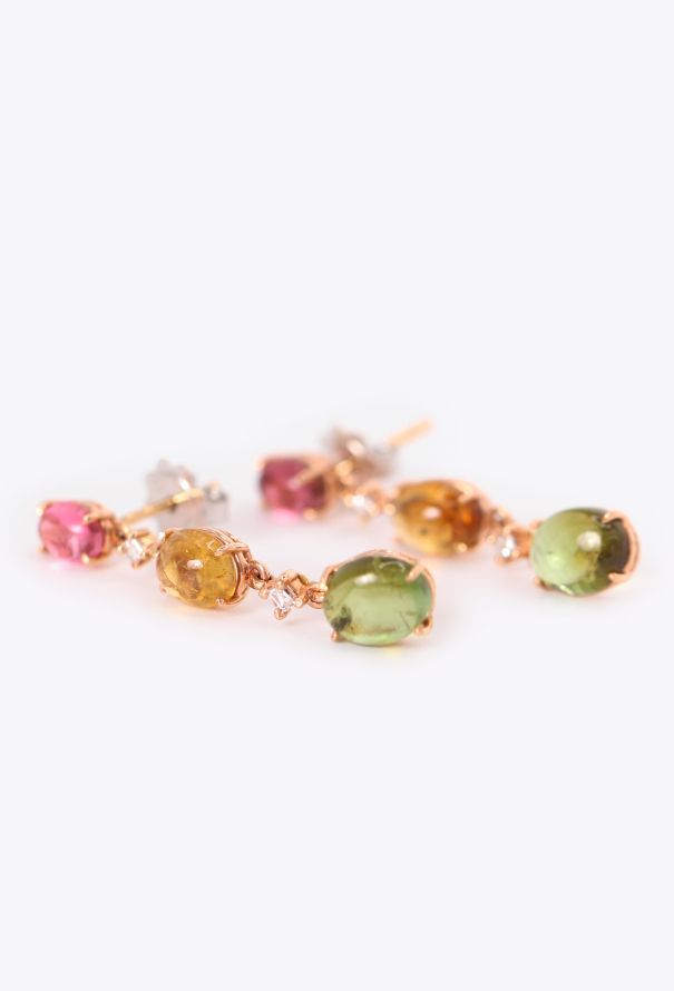Modern Fine Jewelry 18k Rose Gold, Diamond & Tourmaline Earrings - 5 Modern Fine Jewelry 18k Rose Gold, Diamond & Tourmaline Earrings - 5