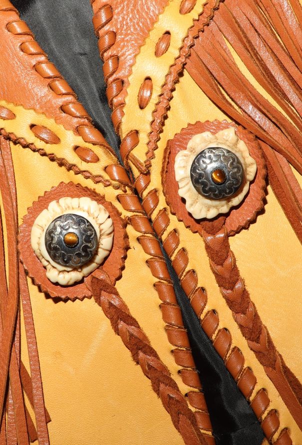 World Treasures Whipstitch Leather Fringe Jacket - 6