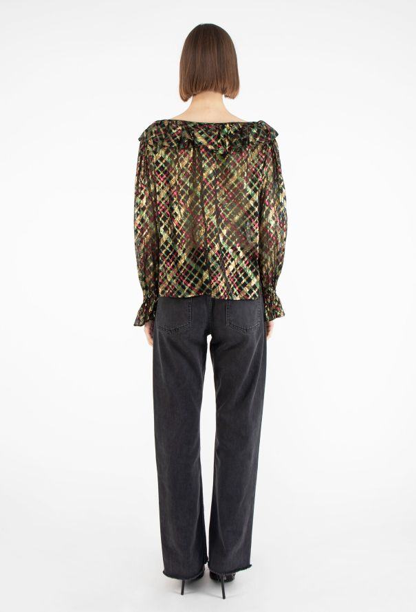 Saint Laurent Rare F/W 1980 Lamé Ruffled Blouse - 6