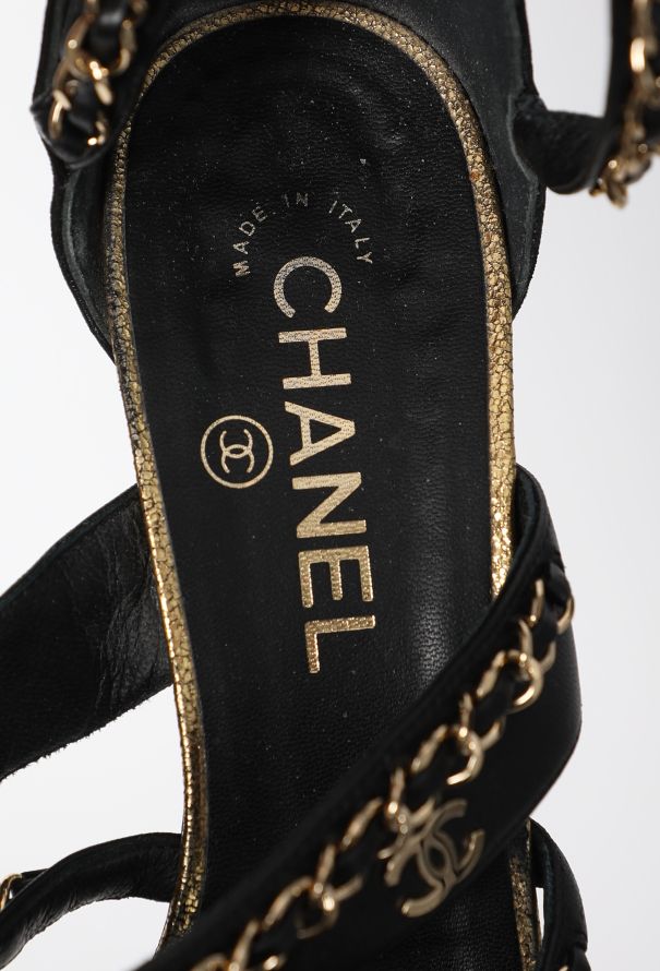 Chanel Chainlink Leather Gladiator Sandals - 5