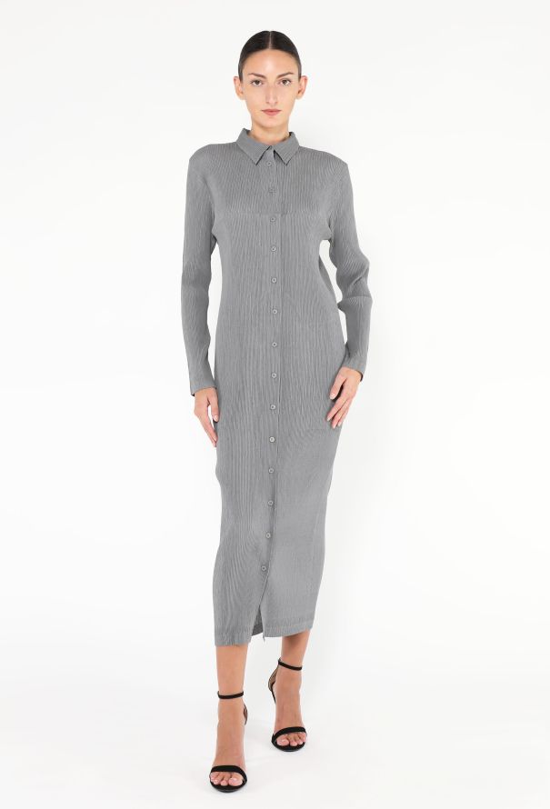 Issey Miyake Pleated Button Down Dress - 4