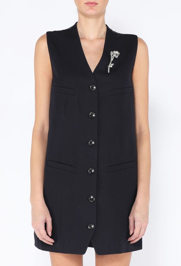Prada 2024 Gilet Brooch Shift Dress - 2