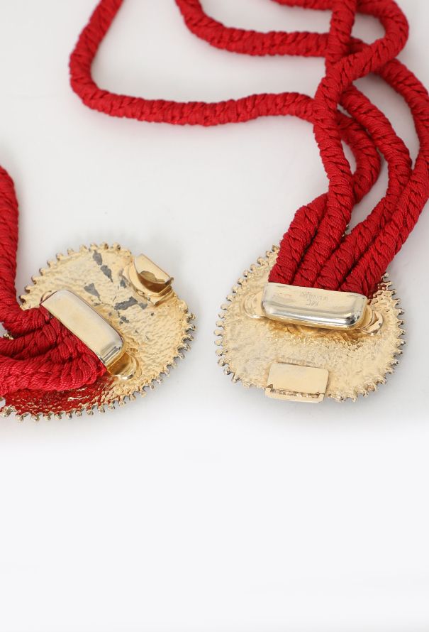 Saint Laurent F/W 1978 Gilded Cabochon Cord Belt - 6