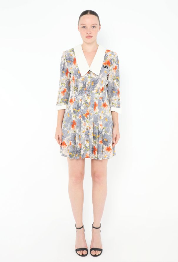 Miu Miu 2024 Pleated Floral Crêpe Dress - 1
