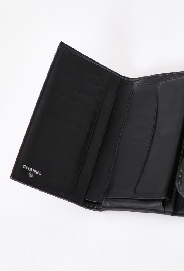 Chanel Black Perforated Flap Wallet - 12 Chanel Black Perforated Flap Wallet - 12