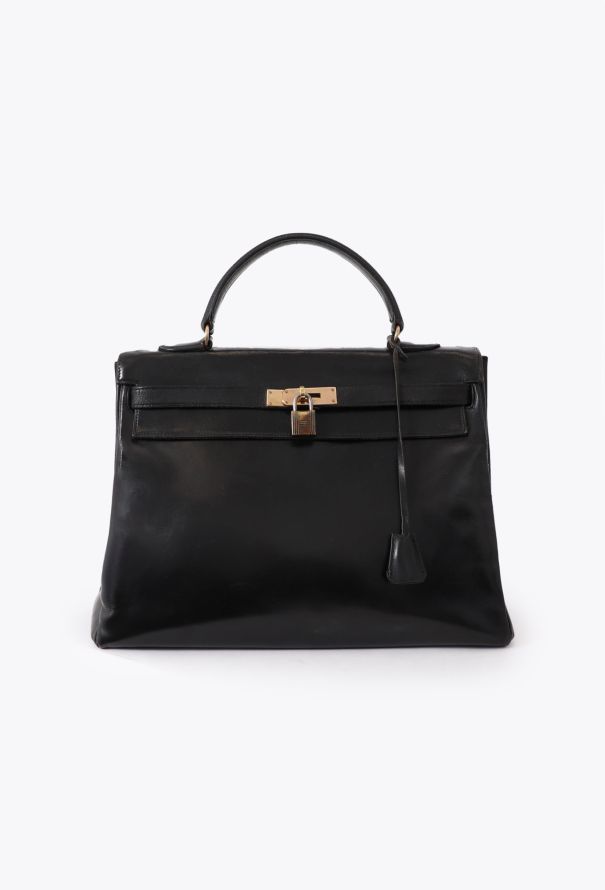 Hermès Vintage Black Box Kelly Retourné 35 - 1