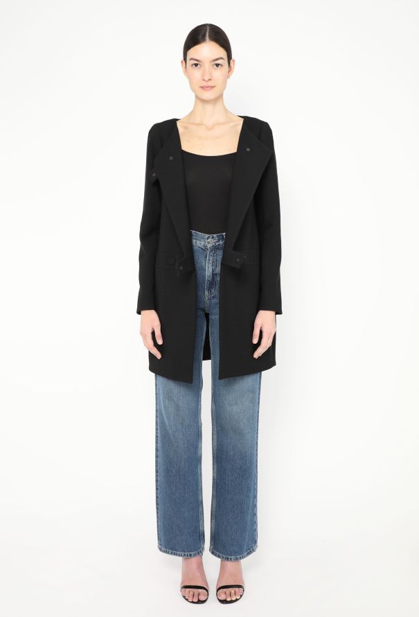 Chloé F/W 2007 Collarless Crêpe Peacoat - 4 Chloé F/W 2007 Collarless Crêpe Peacoat - 4