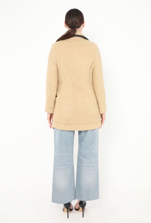 Balenciaga Early 2000s Felted Leather Trim Peacoat - 4 Balenciaga Early 2000s Felted Leather Trim Peacoat - 4