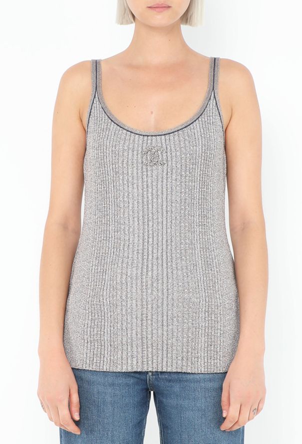 Chanel Ribbed Lamé 'CC' Tank Top - 1