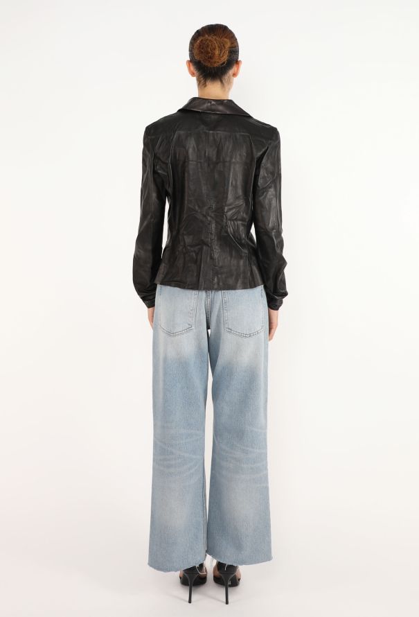 Roberto Cavalli Ruched Leather Corset Top, Early 2000s - 4