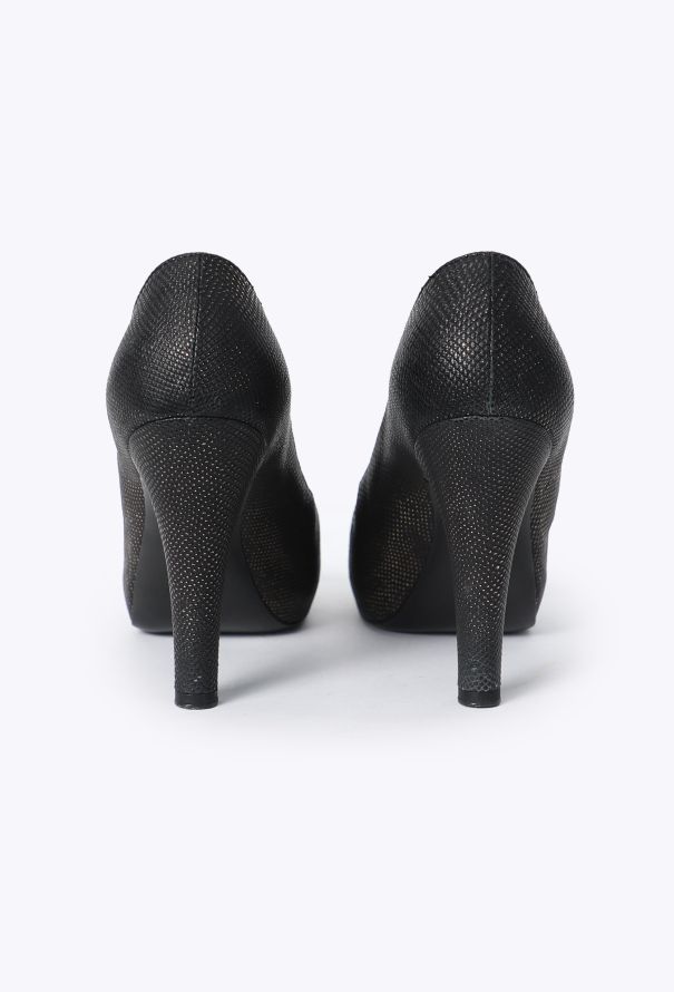 Chanel Metallic Embossed Peep-Toe Pumps - 4