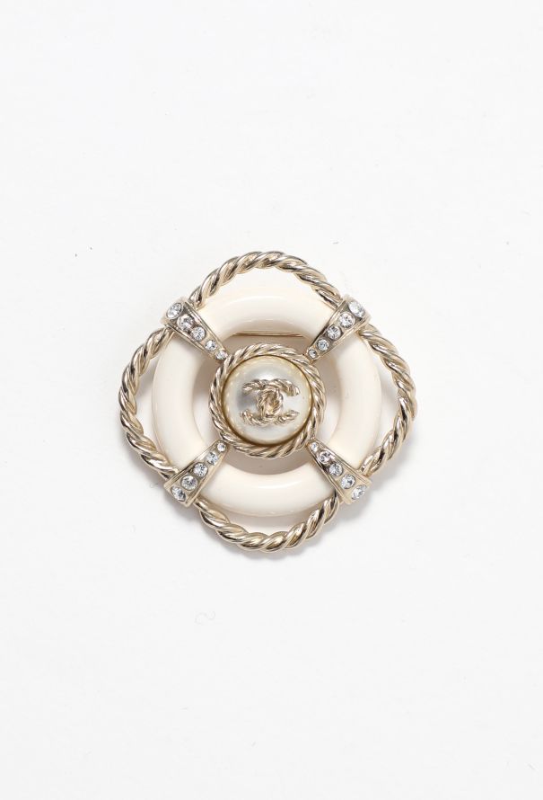 chanel gold pearl brooch vintage