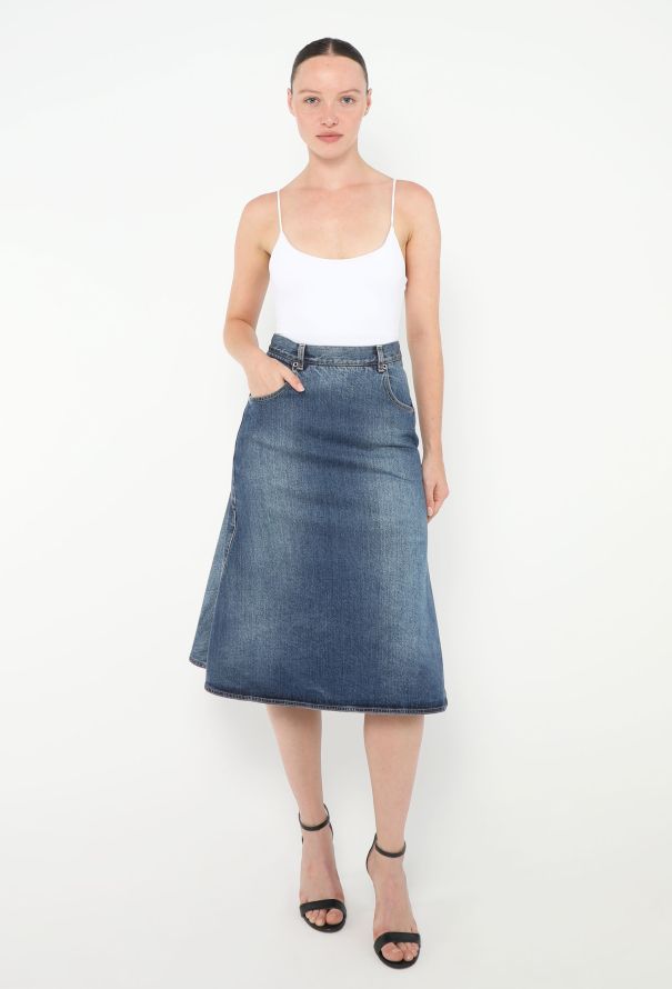 Alaïa 2019 Fluted Denim Skirt - 2