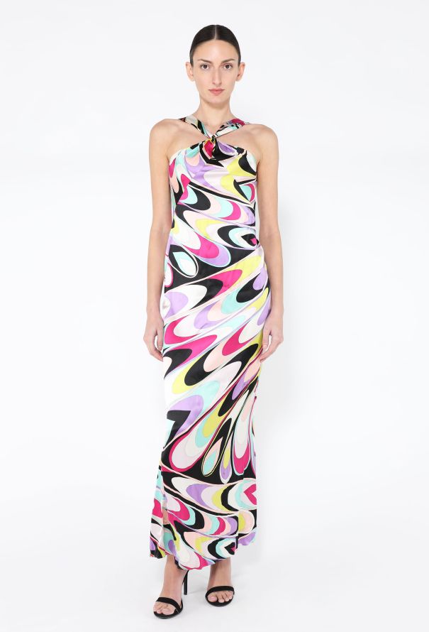 Emilio Pucci 2005 Silk Printed Halter Gown - 2