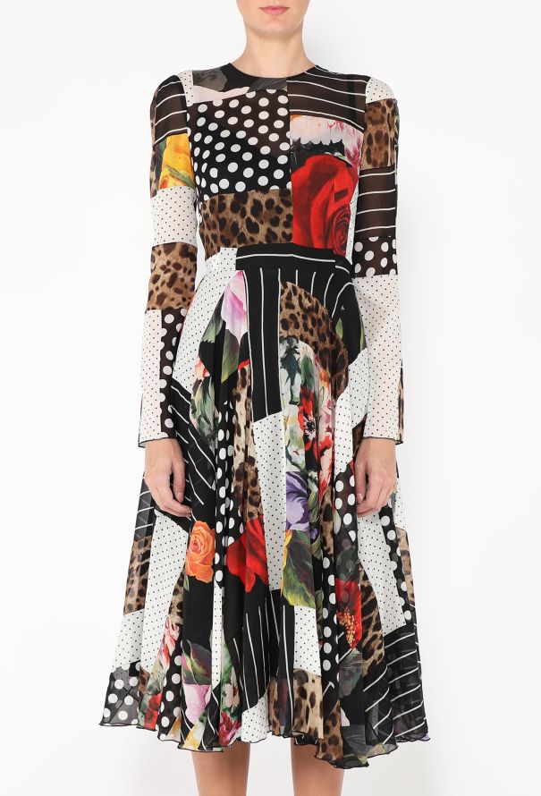 Dolce & Gabbana S/S 2021 Patchwork Silk Dress - 4
