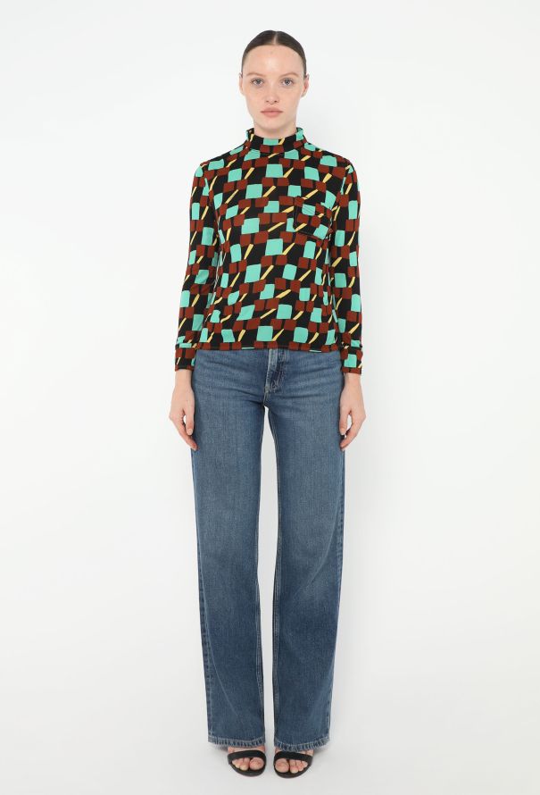 Prada S/S 2017 Graphic Crêpe Blouse - 3