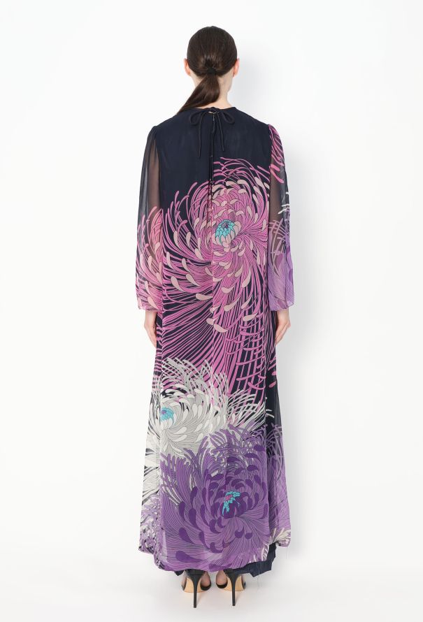 Hanae Mori '70s Floral Chiffon Kaftan - 4