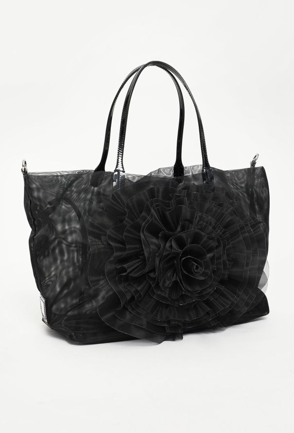 Valentino Black Mesh Floral Tote Bag - 3 Valentino Black Mesh Floral Tote Bag - 3