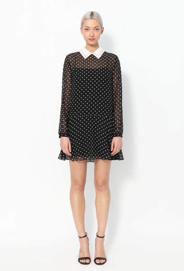 Christian Dior Collared Silk Star Print Dress - 1