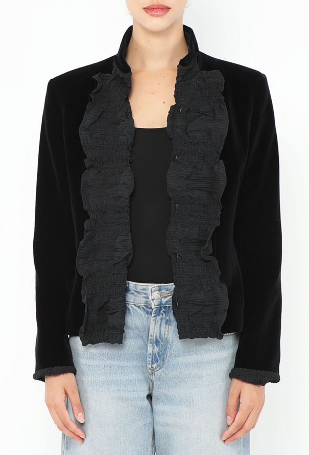 Saint Laurent Tom Ford F/W 2001 Velvet Ruffled Jacket - 6