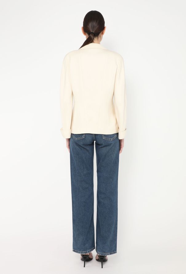 Chanel Vintage Notched Silk 'CC' Jacket - 5