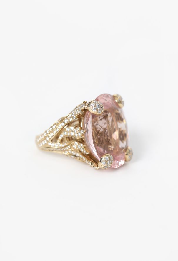 Dior 18k Yellow Gold, Morganite & Diamond Miss Dior Ring - 8