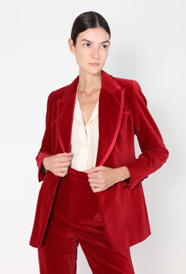 【関税＆送料込み】Tom Ford Red Velvet And Viscose Shoulder TOM FORD Cooper Velvet Red Tuxedo Dinner Jacket Size 54 IT