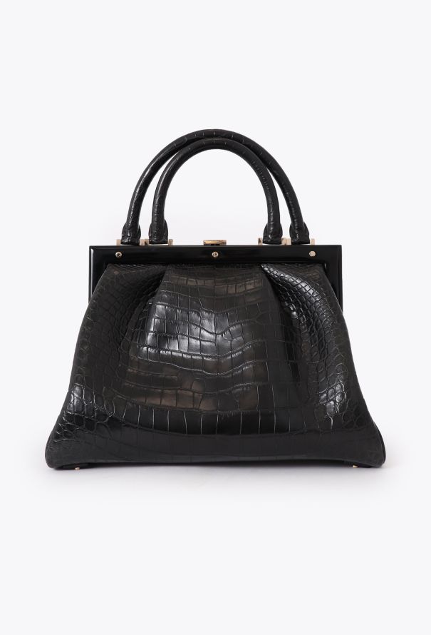 Perrin Black Crocodile Bag - 4