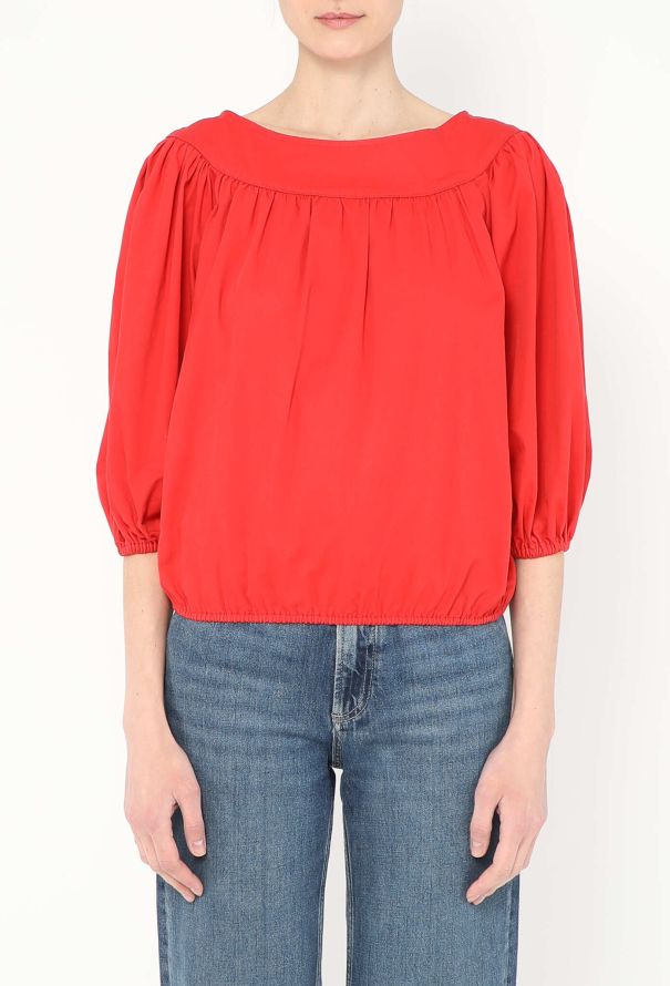 Saint Laurent 1982 Ruched Cotton Peasant Top - 2 Saint Laurent 1982 Ruched Cotton Peasant Top - 2