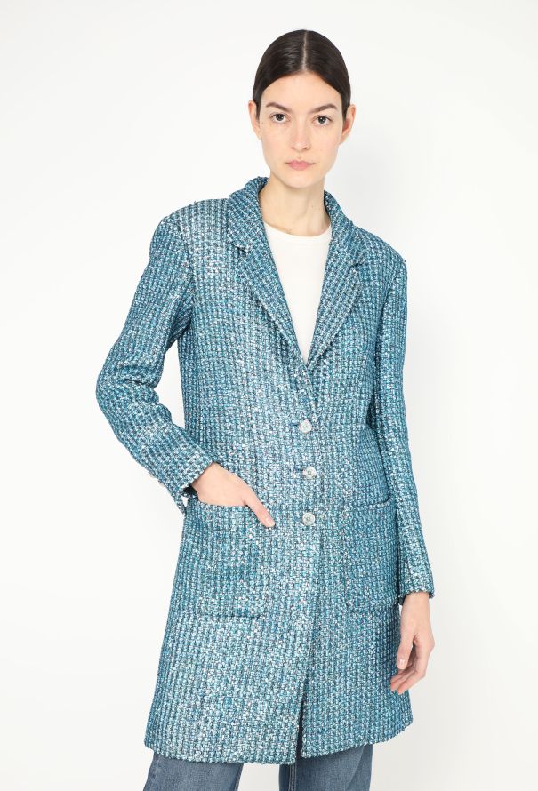 Chanel 2023 Embellished Tweed Cabochon Coat - 1