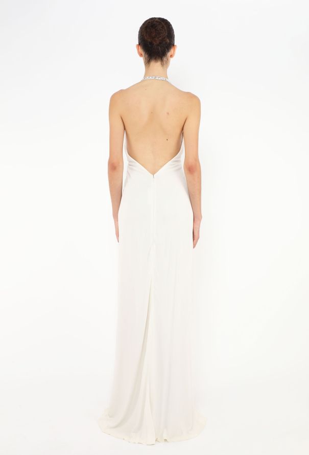 Azzaro Strass Trim Jersey Halter Gown - 5