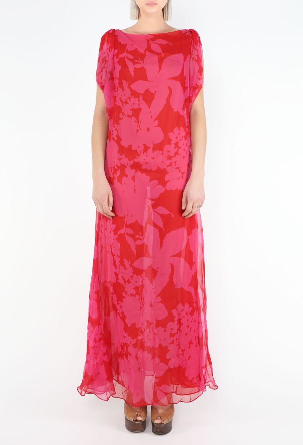 Saint Laurent STUNNING 1997 Elbaz Floral Chiffon Dress - 3