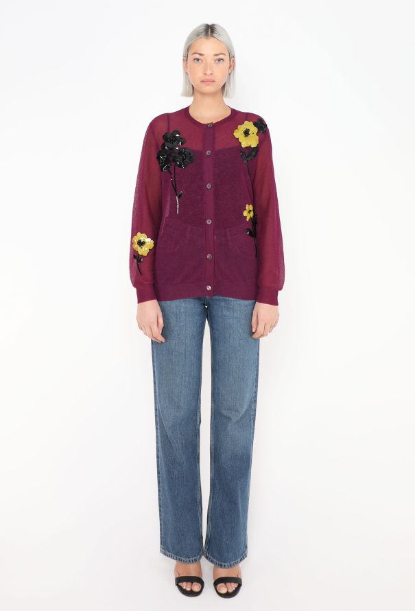 Miu Miu F/W 2023 Floral Appliqué Cardigan - 4