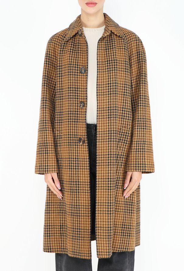 Saint Laurent 2014 Houndstooth Plaid Coat - 3