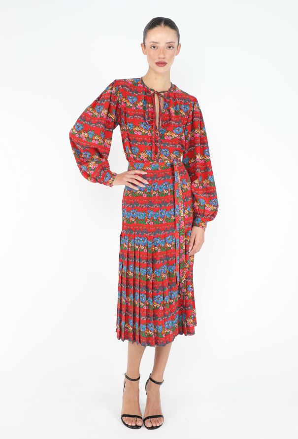 Saint Laurent RARE 1973 Floral Silk Ensemble - 6