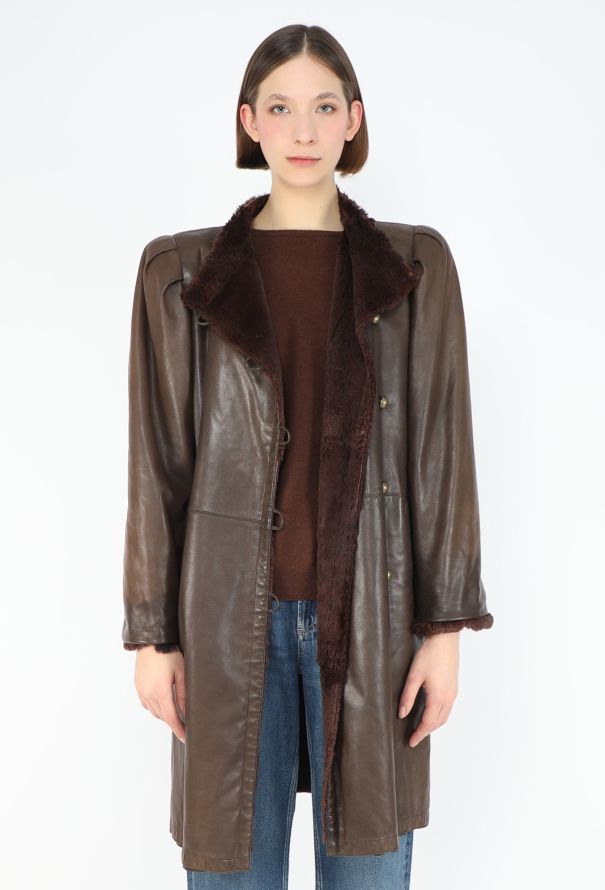 Saint Laurent Vintage Shearling-lined Leather Coat - 4