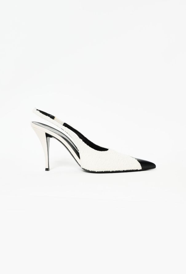 Saint Laurent F/W 2021 'Vesper' Bouclé Slingbacks - 1