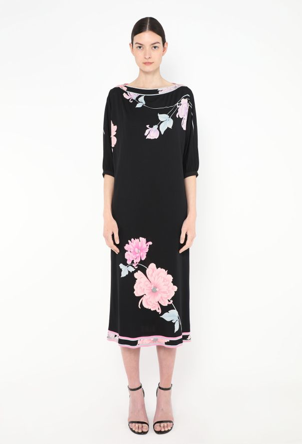 Leonard '70s Floral Silk Kaftan Dress - 1